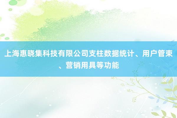 上海惠晓集科技有限公司支柱数据统计、用户管束、营销用具等功能